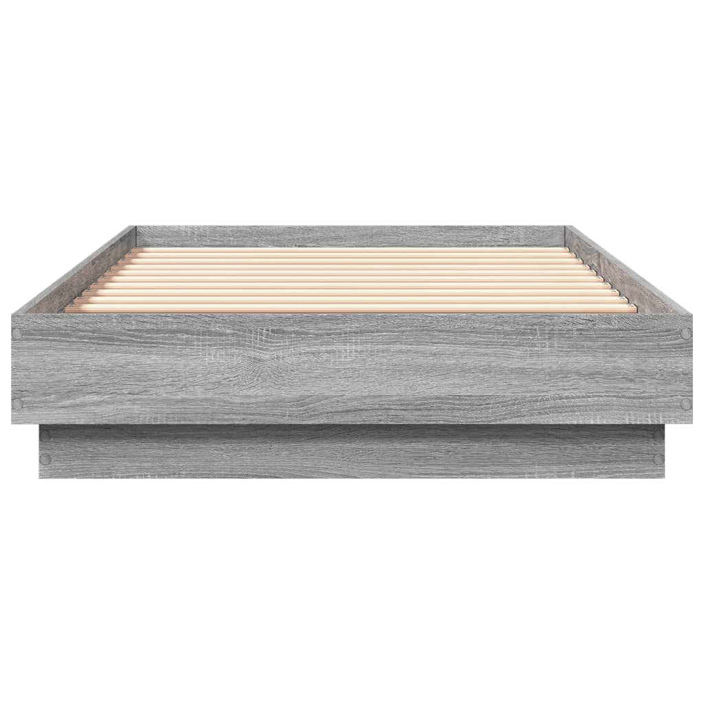 Bedframe met LED-verlichting grijs sonoma eikenkleur 75x190 cm is nu te koop bij PeponiXL, paradijselijk wonen!