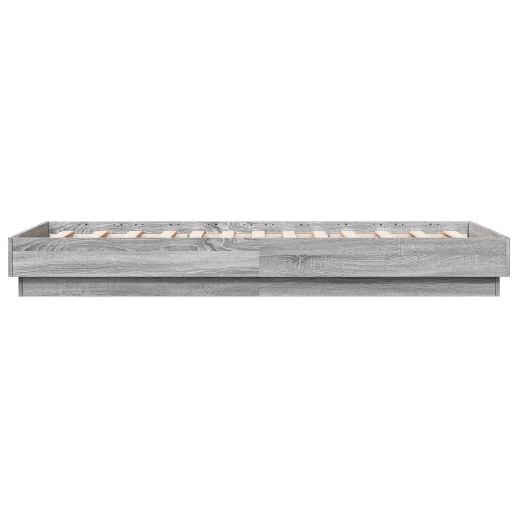 Bedframe met LED-verlichting grijs sonoma eikenkleur 75x190 cm is nu te koop bij PeponiXL, paradijselijk wonen!