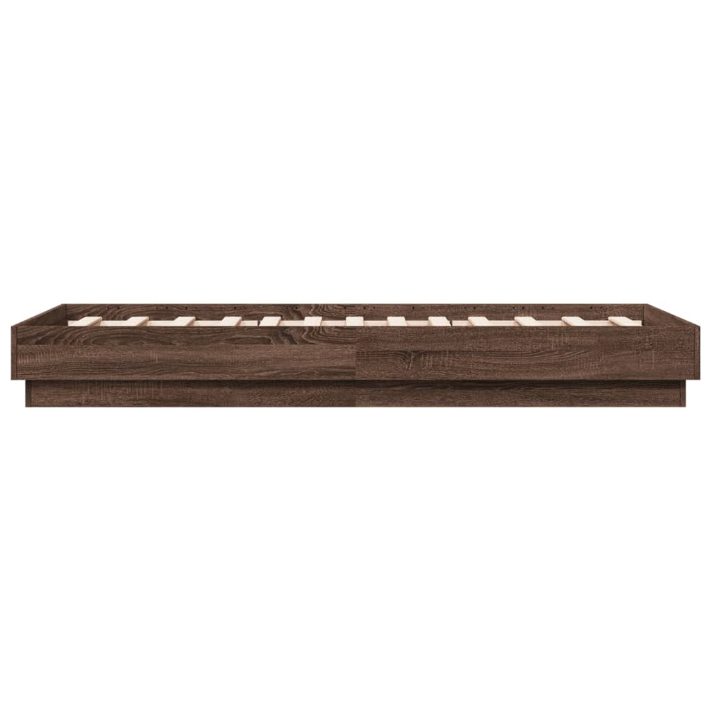 Bedframe met LED-verlichting bruin eikenkleurig 75x190 cm is nu te koop bij PeponiXL, paradijselijk wonen!