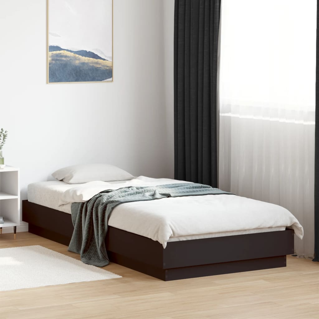 Bedframe bewerkt hout zwart 100x200 cm is nu te koop bij PeponiXL, paradijselijk wonen!