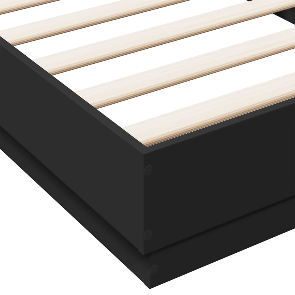 Bedframe bewerkt hout zwart 100x200 cm is nu te koop bij PeponiXL, paradijselijk wonen!