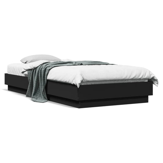 Bedframe bewerkt hout zwart 100x200 cm is nu te koop bij PeponiXL, paradijselijk wonen!