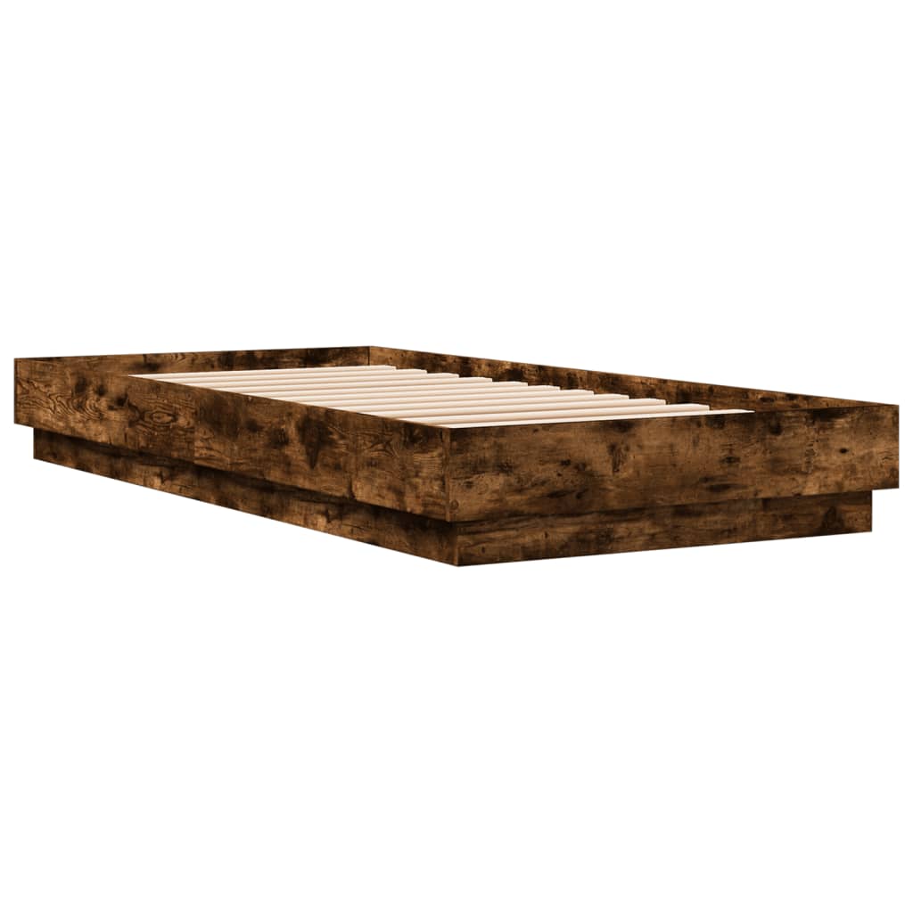 Bedframe zonder matras hout gerookt eikenkleurig 100x200 cm is nu te koop bij PeponiXL, paradijselijk wonen!