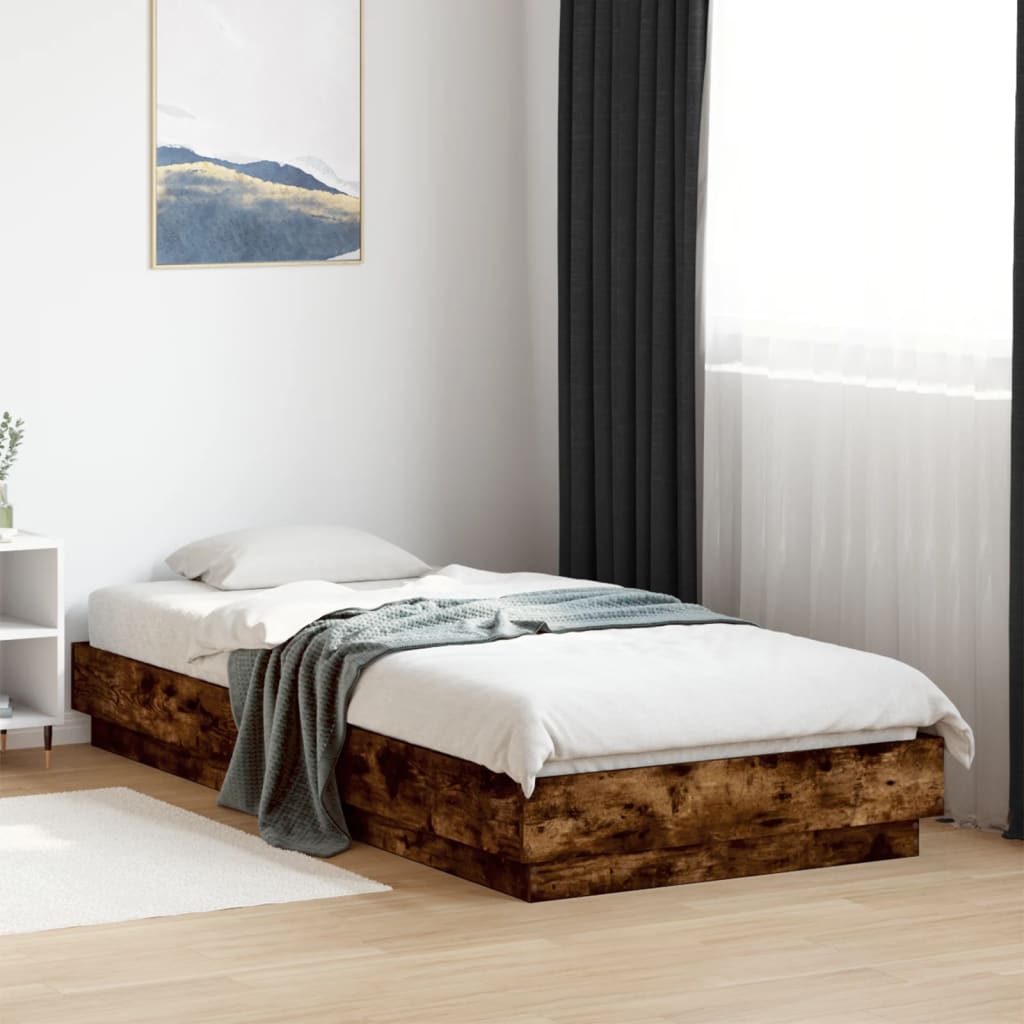 Bedframe zonder matras hout gerookt eikenkleurig 100x200 cm is nu te koop bij PeponiXL, paradijselijk wonen!