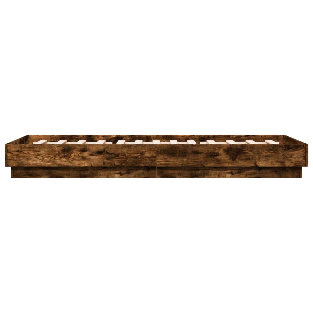 Bedframe zonder matras hout gerookt eikenkleurig 100x200 cm is nu te koop bij PeponiXL, paradijselijk wonen!