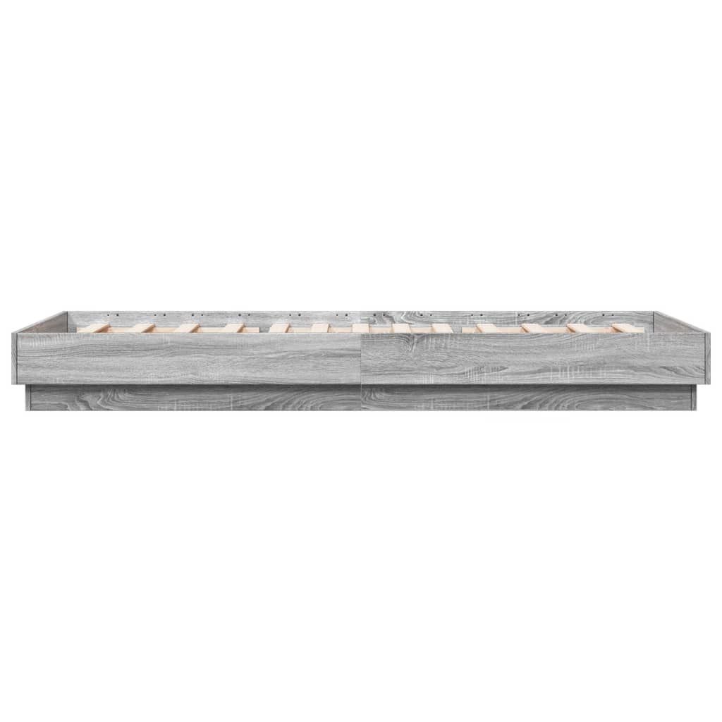 Bedframe bewerkt hout grijs sonoma eikenkleurig 100x200 cm is nu te koop bij PeponiXL, paradijselijk wonen!