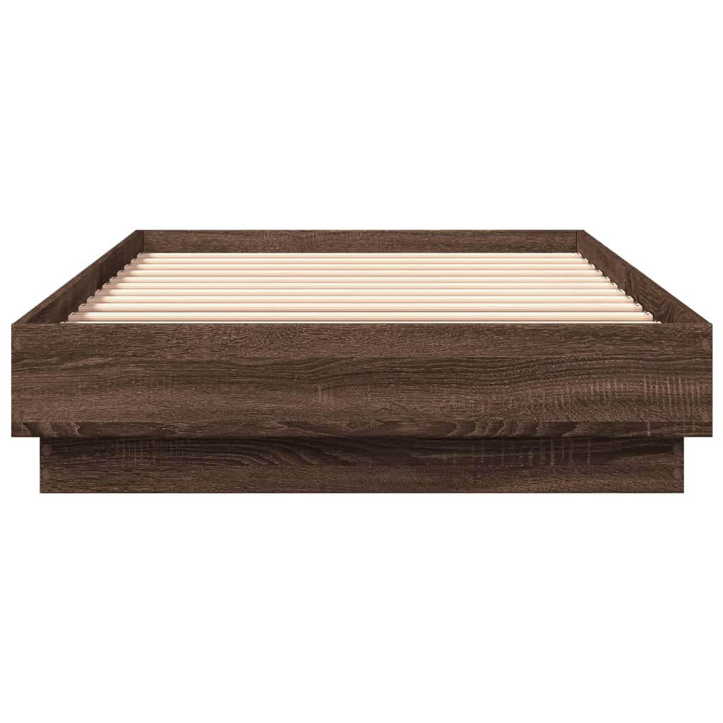 Bedframe zonder matras bewerkt hout bruin eikenkleur 100x200 cm is nu te koop bij PeponiXL, paradijselijk wonen!