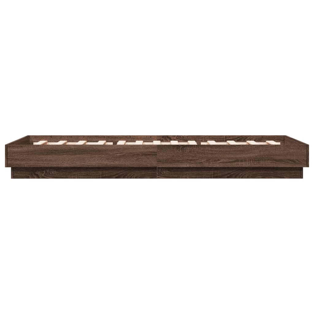 Bedframe zonder matras bewerkt hout bruin eikenkleur 100x200 cm is nu te koop bij PeponiXL, paradijselijk wonen!