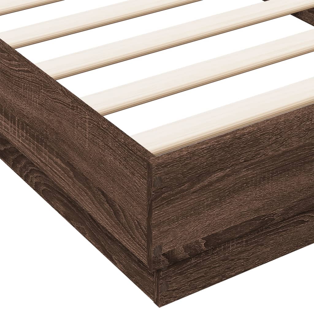 Bedframe zonder matras bewerkt hout bruin eikenkleur 100x200 cm is nu te koop bij PeponiXL, paradijselijk wonen!