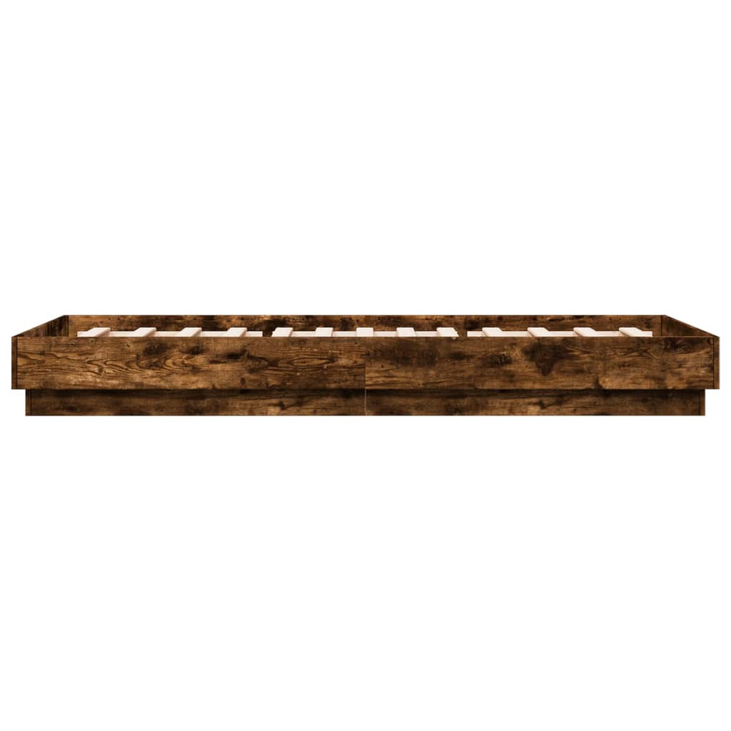 Bedframe zonder matras hout gerookt eikenkleurig 90x200 cm is nu te koop bij PeponiXL, paradijselijk wonen!