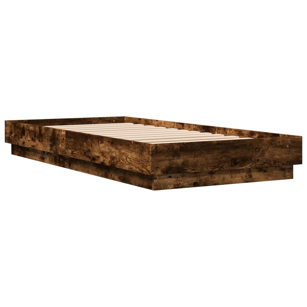 Bedframe zonder matras hout gerookt eikenkleurig 90x200 cm is nu te koop bij PeponiXL, paradijselijk wonen!