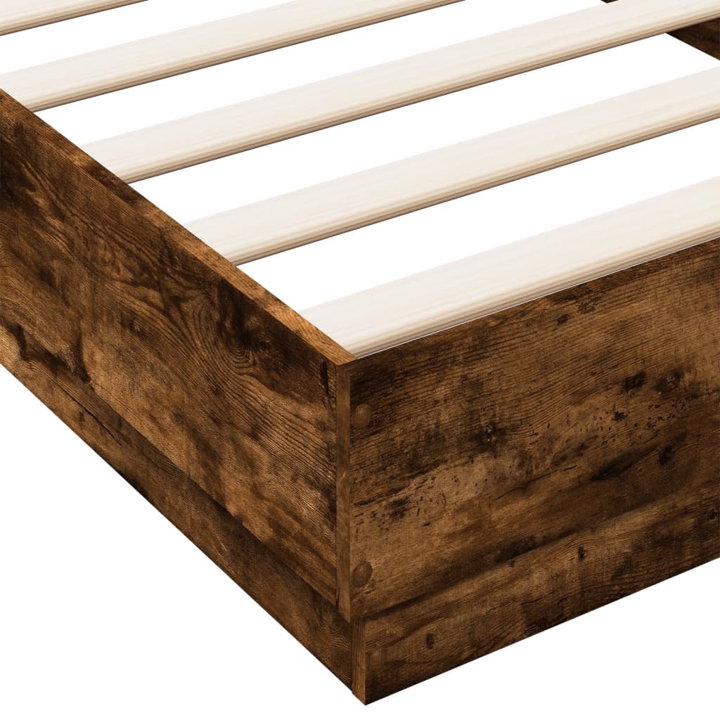 Bedframe zonder matras hout gerookt eikenkleurig 90x200 cm is nu te koop bij PeponiXL, paradijselijk wonen!