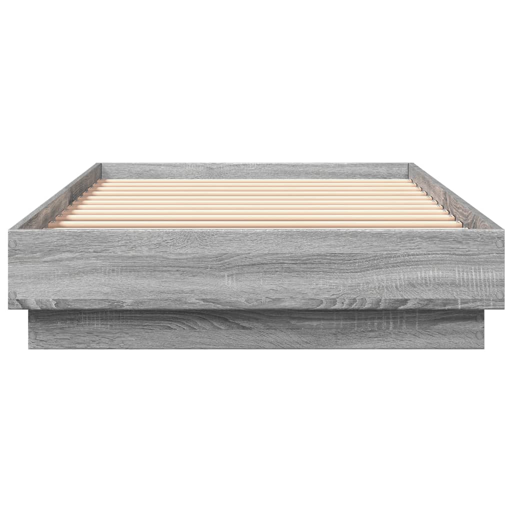 Bedframe bewerkt hout grijs sonoma eikenkleurig 90x200 cm is nu te koop bij PeponiXL, paradijselijk wonen!