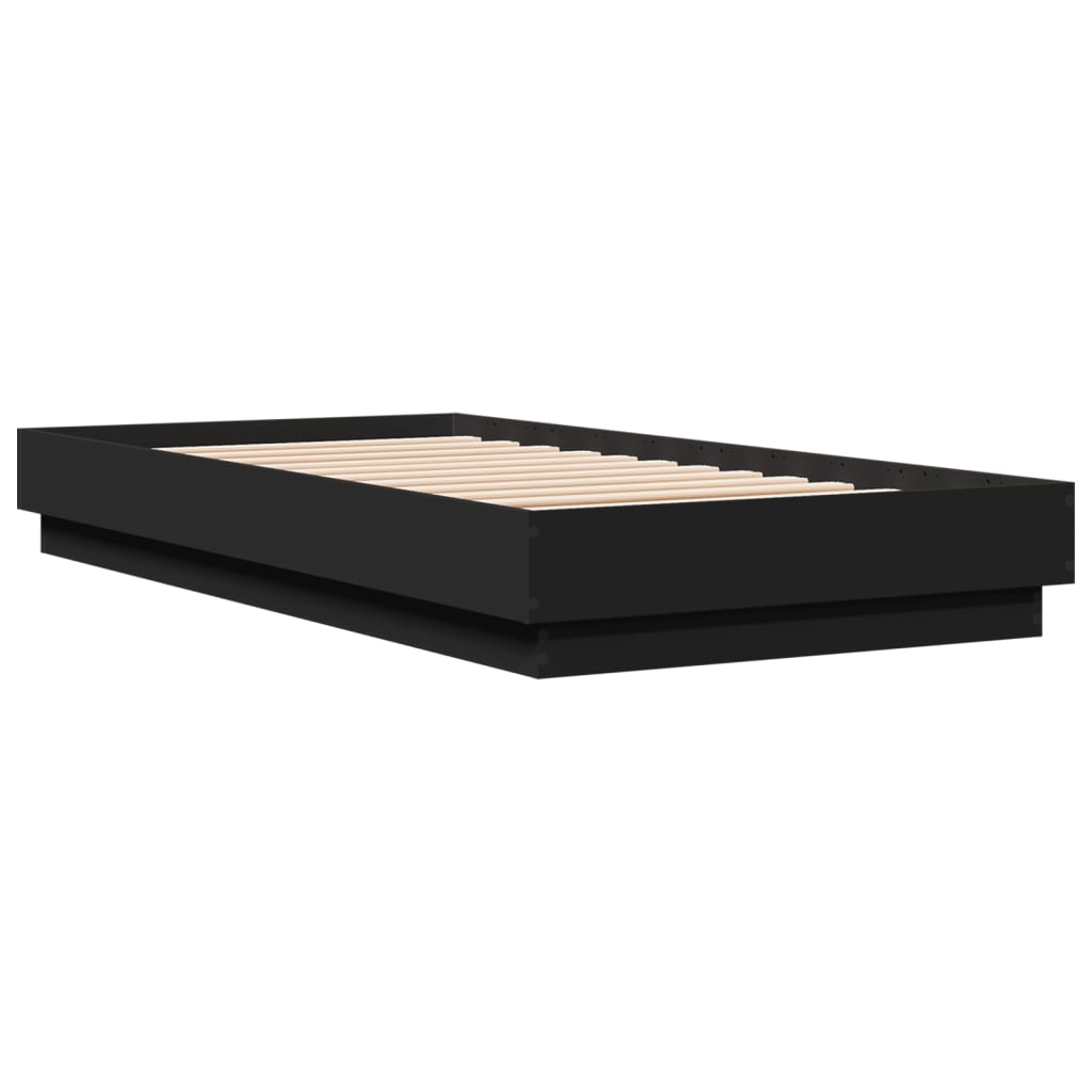 Bedframe bewerkt hout zwart 90x190 cm is nu te koop bij PeponiXL, paradijselijk wonen!
