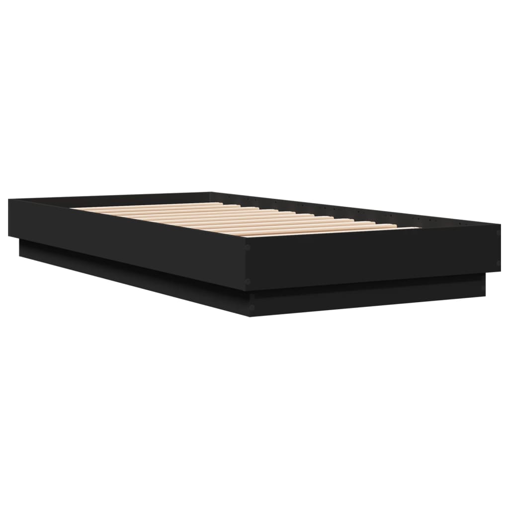 Bedframe bewerkt hout zwart 90x190 cm is nu te koop bij PeponiXL, paradijselijk wonen!