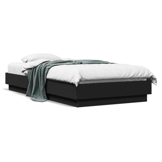 Bedframe bewerkt hout zwart 90x190 cm is nu te koop bij PeponiXL, paradijselijk wonen!
