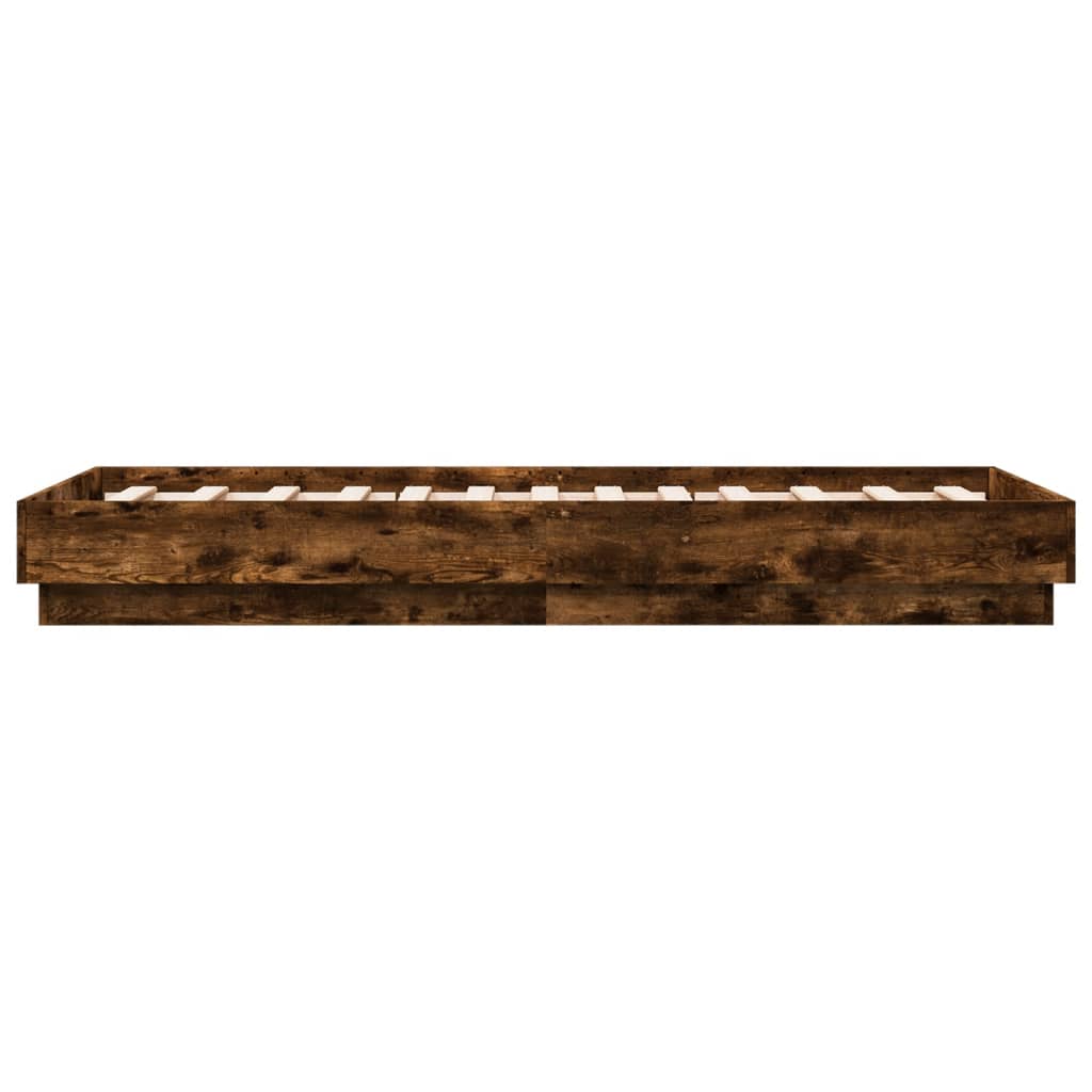 Bedframe zonder matras hout gerookt eikenkleurig 90x190 cm is nu te koop bij PeponiXL, paradijselijk wonen!