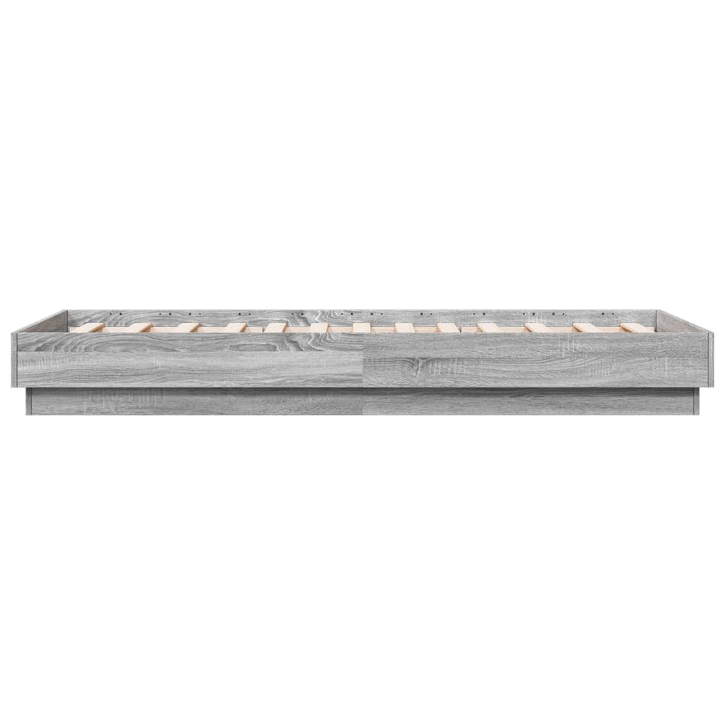 Bedframe bewerkt hout grijs sonoma eikenkleurig 90x190 cm is nu te koop bij PeponiXL, paradijselijk wonen!