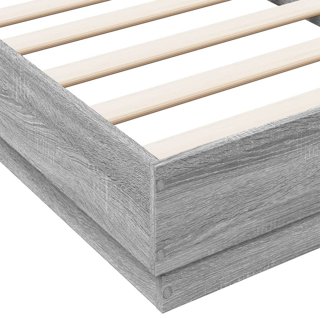 Bedframe bewerkt hout grijs sonoma eikenkleurig 90x190 cm is nu te koop bij PeponiXL, paradijselijk wonen!