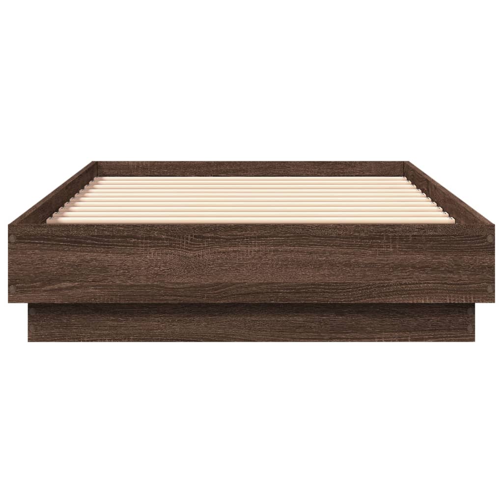 Bedframe zonder matras bewerkt hout bruin eikenkleur 90x190 cm is nu te koop bij PeponiXL, paradijselijk wonen!