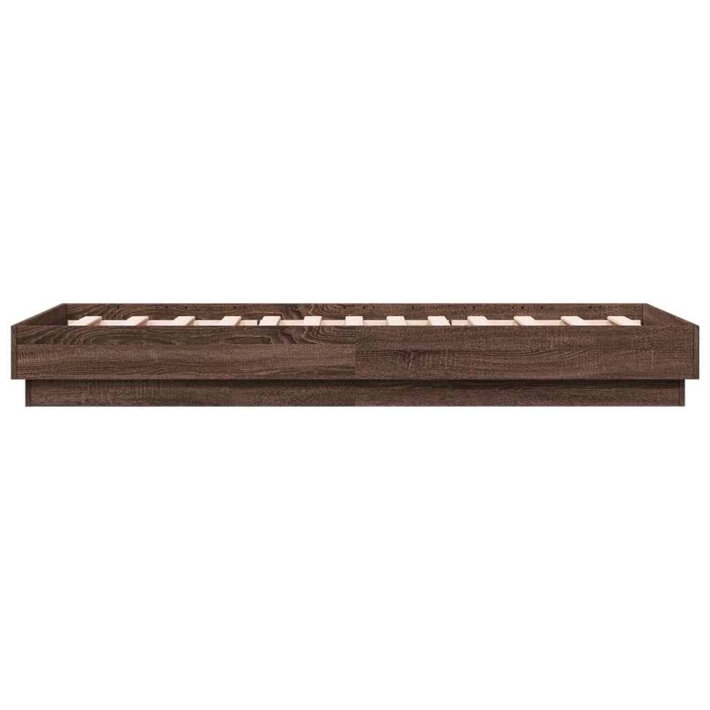Bedframe zonder matras bewerkt hout bruin eikenkleur 90x190 cm is nu te koop bij PeponiXL, paradijselijk wonen!