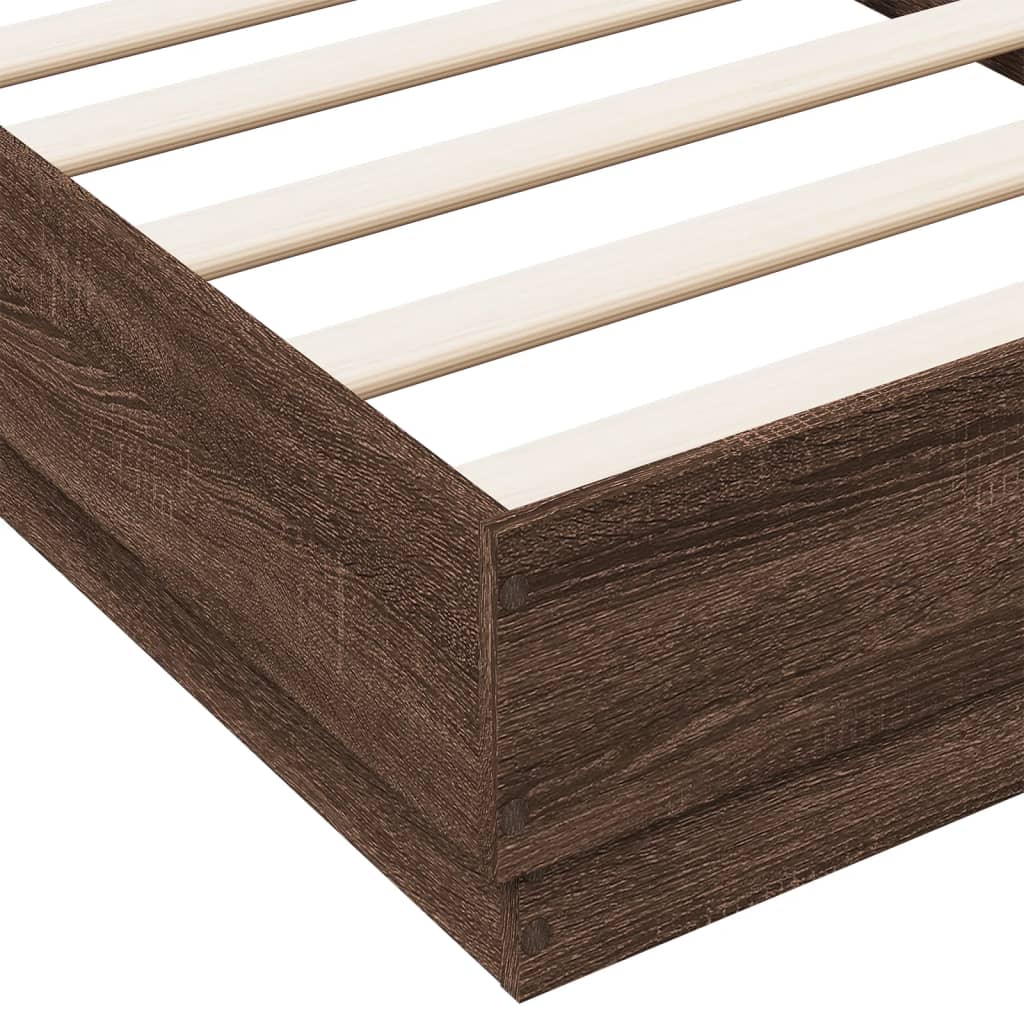 Bedframe zonder matras bewerkt hout bruin eikenkleur 90x190 cm is nu te koop bij PeponiXL, paradijselijk wonen!