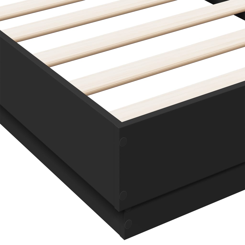 Bedframe bewerkt hout zwart 75x190 cm is nu te koop bij PeponiXL, paradijselijk wonen!