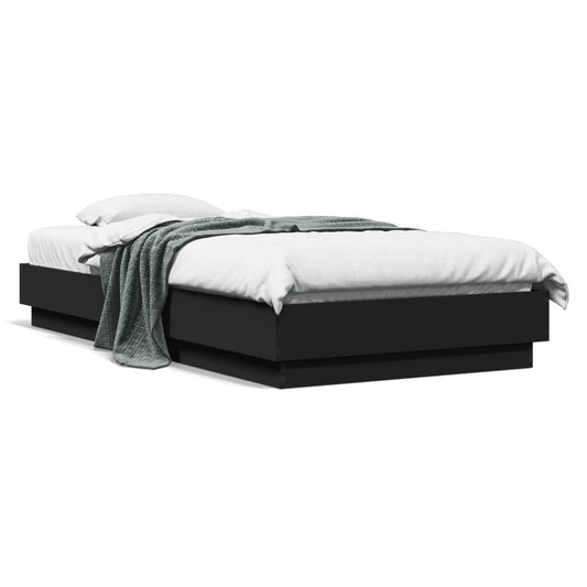 Bedframe bewerkt hout zwart 75x190 cm is nu te koop bij PeponiXL, paradijselijk wonen!