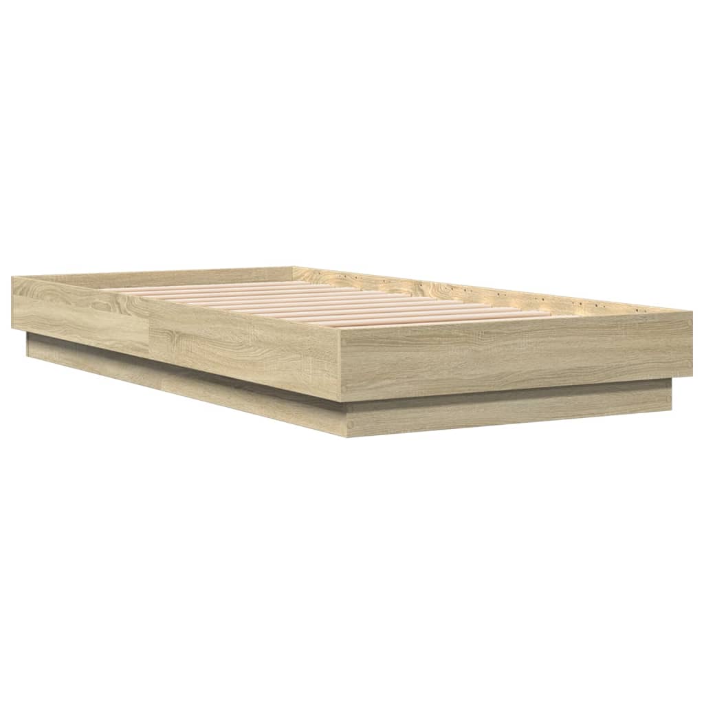 Bedframe zonder matras hout sonoma eikenkleurig 75x190 cm is nu te koop bij PeponiXL, paradijselijk wonen!