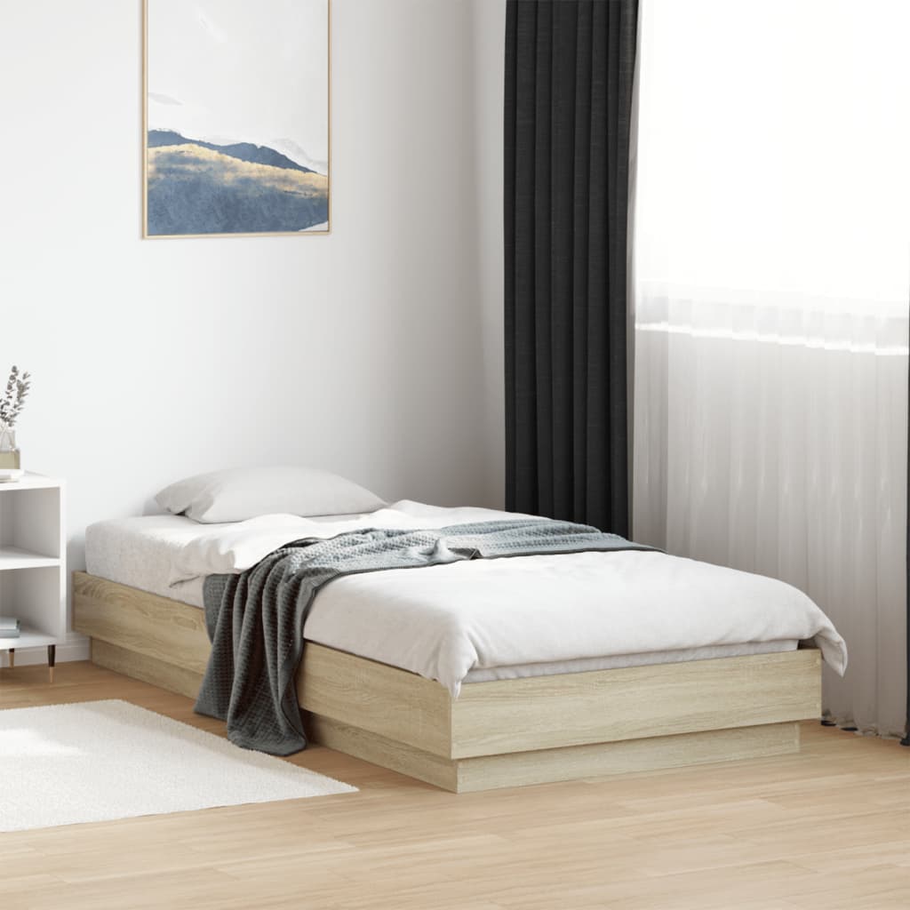 Bedframe zonder matras hout sonoma eikenkleurig 75x190 cm is nu te koop bij PeponiXL, paradijselijk wonen!