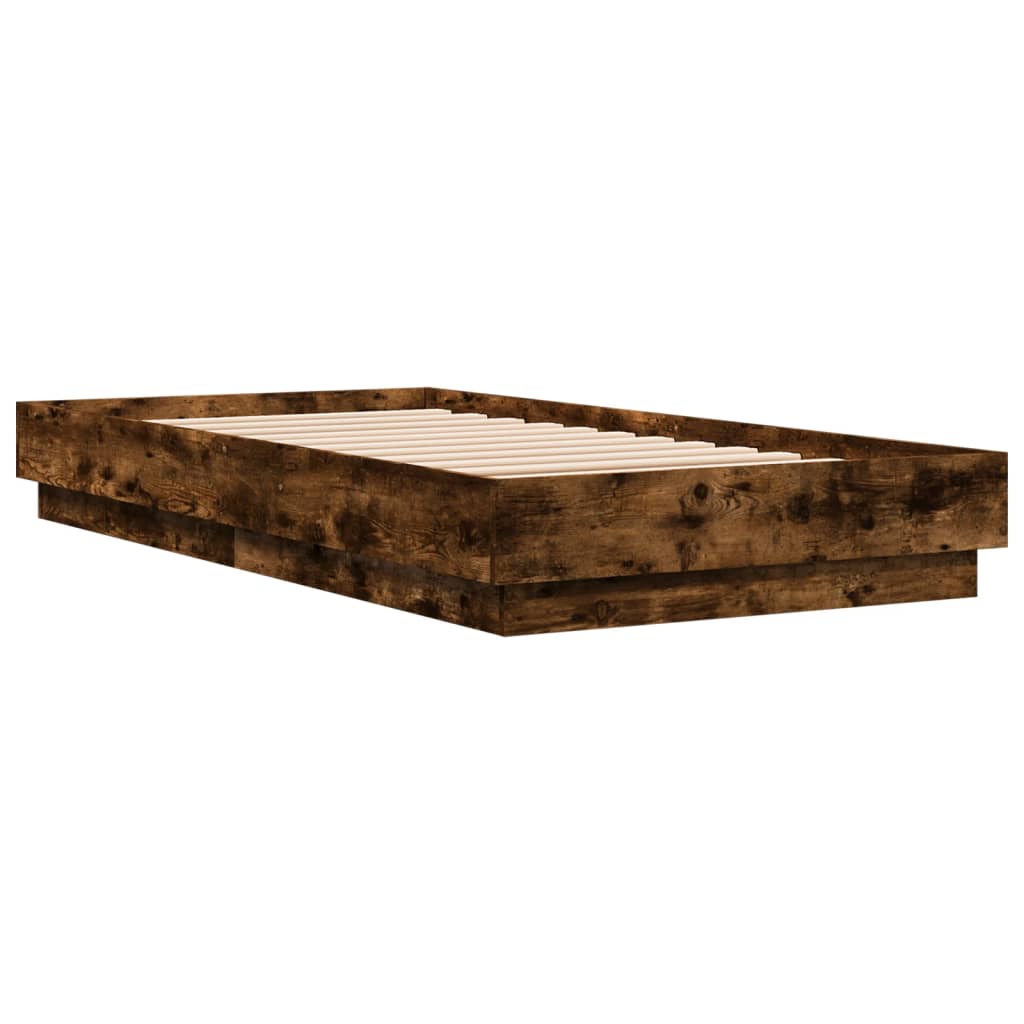 Bedframe zonder matras hout gerookt eikenkleurig 75x190 cm is nu te koop bij PeponiXL, paradijselijk wonen!