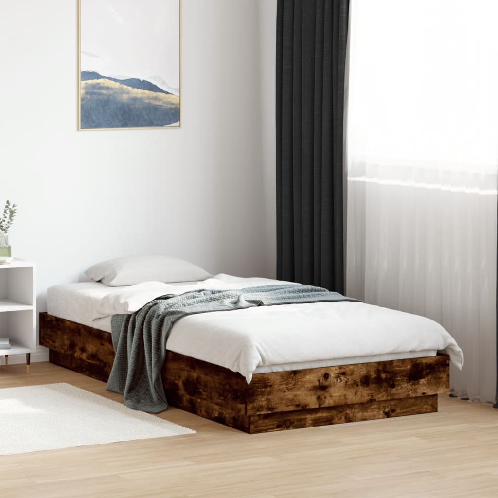 Bedframe zonder matras hout gerookt eikenkleurig 75x190 cm is nu te koop bij PeponiXL, paradijselijk wonen!