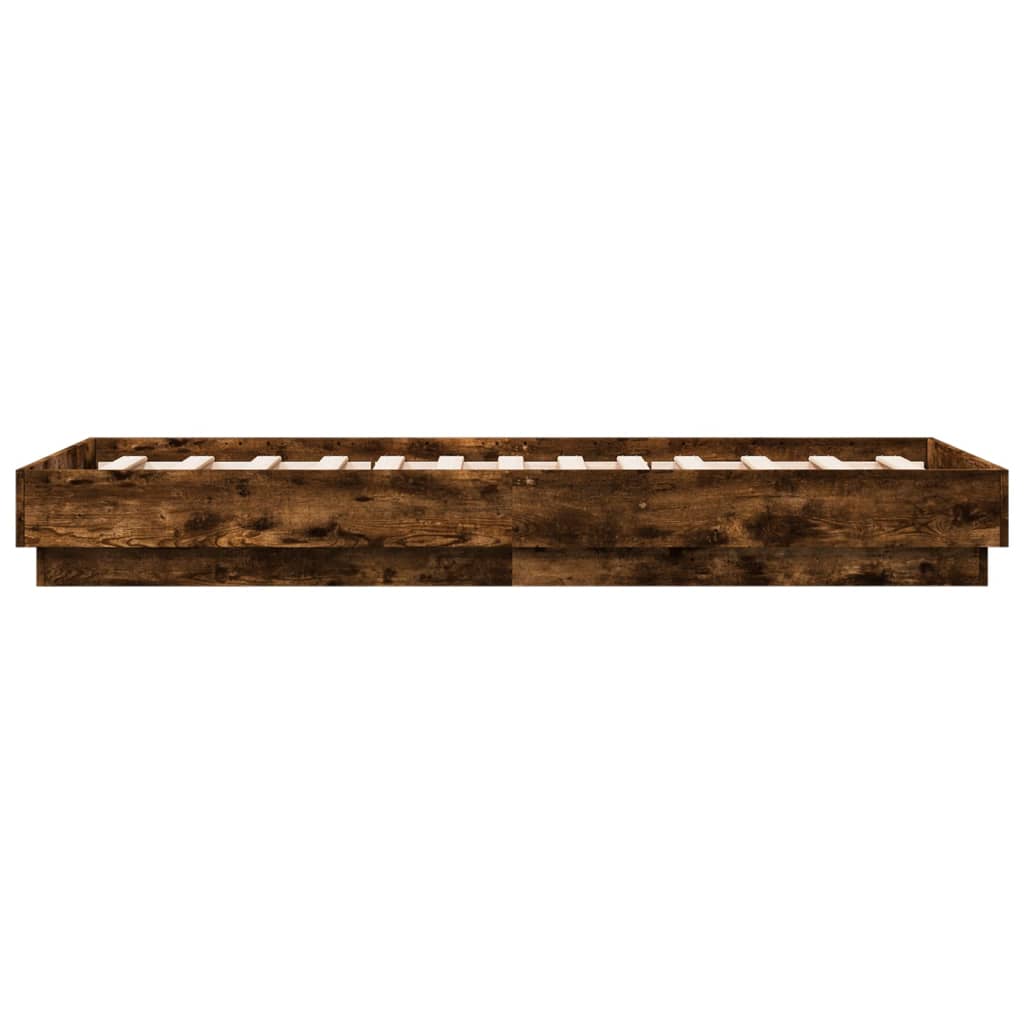 Bedframe zonder matras hout gerookt eikenkleurig 75x190 cm is nu te koop bij PeponiXL, paradijselijk wonen!