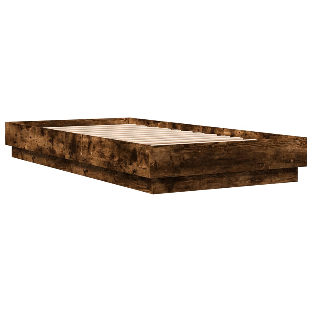 Bedframe zonder matras hout gerookt eikenkleurig 75x190 cm is nu te koop bij PeponiXL, paradijselijk wonen!