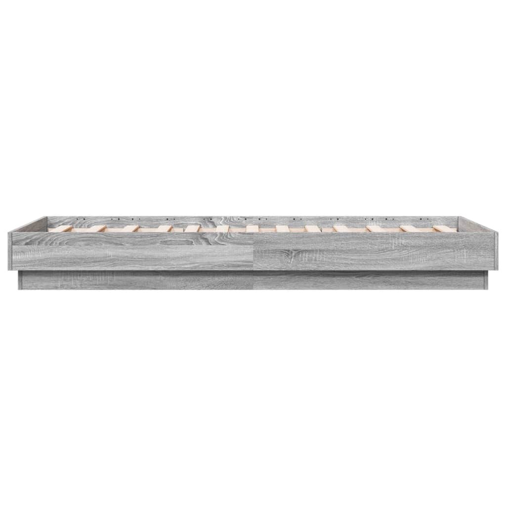 Bedframe bewerkt hout grijs sonoma eikenkleurig 75x190 cm is nu te koop bij PeponiXL, paradijselijk wonen!