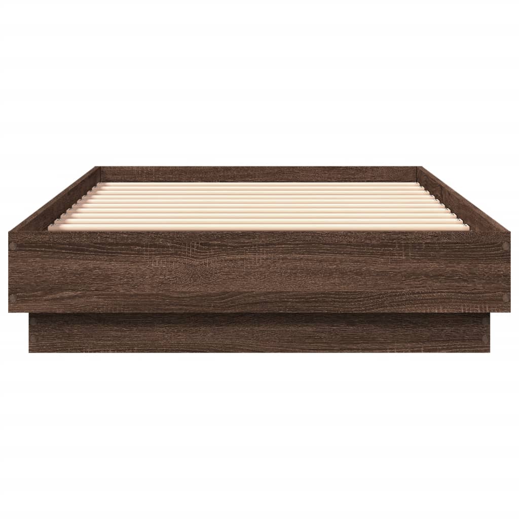 Bedframe zonder matras bewerkt hout bruin eikenkleur 75x190 cm is nu te koop bij PeponiXL, paradijselijk wonen!