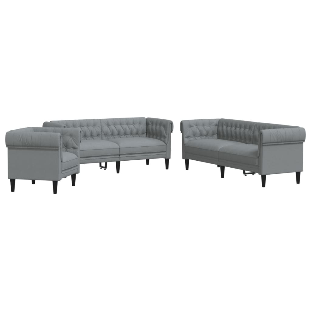3-delige Loungeset stof lichtgrijs is nu te koop bij PeponiXL, paradijselijk wonen!