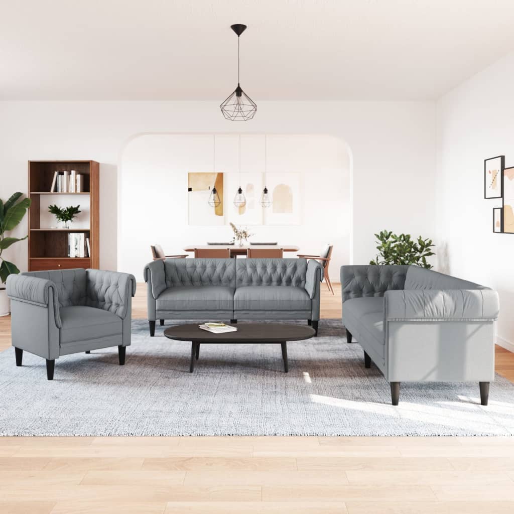 3-delige Loungeset stof lichtgrijs is nu te koop bij PeponiXL, paradijselijk wonen!