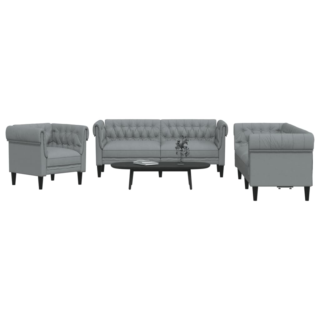 3-delige Loungeset stof lichtgrijs is nu te koop bij PeponiXL, paradijselijk wonen!