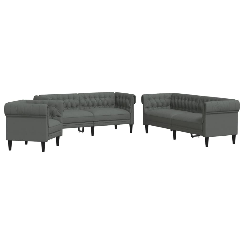 3-delige Loungeset stof donkergrijs is nu te koop bij PeponiXL, paradijselijk wonen!