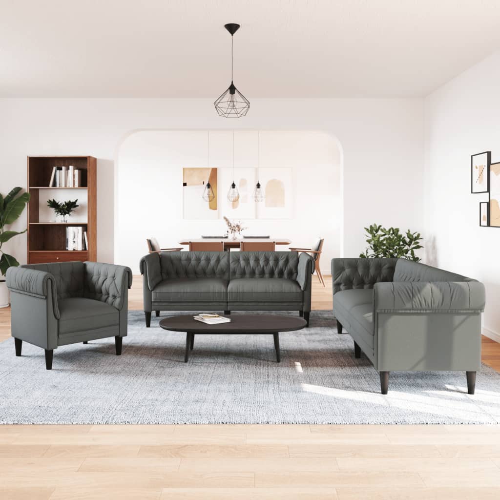 3-delige Loungeset stof donkergrijs is nu te koop bij PeponiXL, paradijselijk wonen!