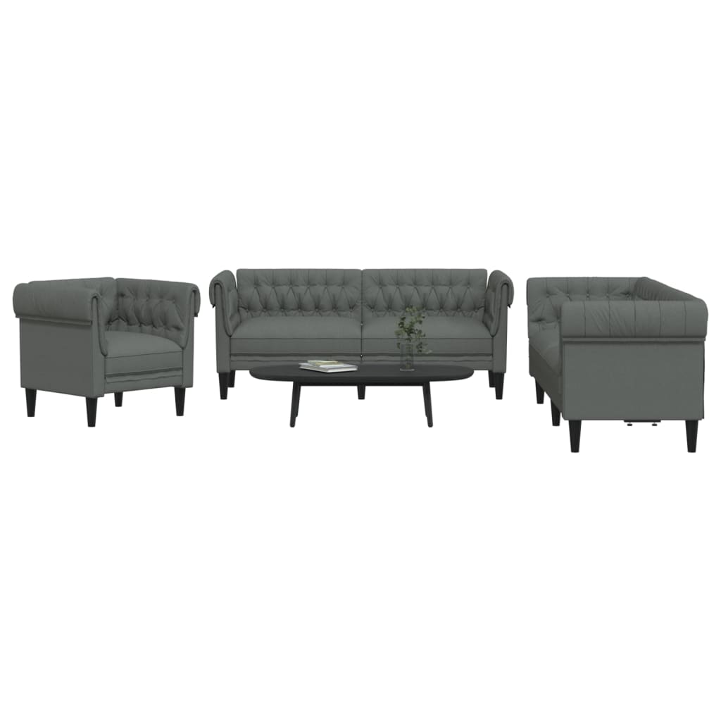 3-delige Loungeset stof donkergrijs is nu te koop bij PeponiXL, paradijselijk wonen!