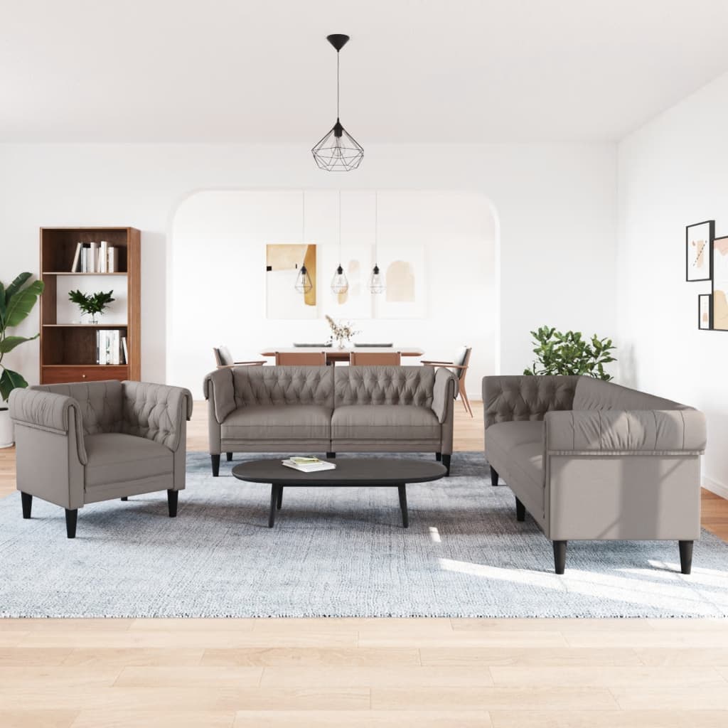3-delige Loungeset stof taupe is nu te koop bij PeponiXL, paradijselijk wonen!
