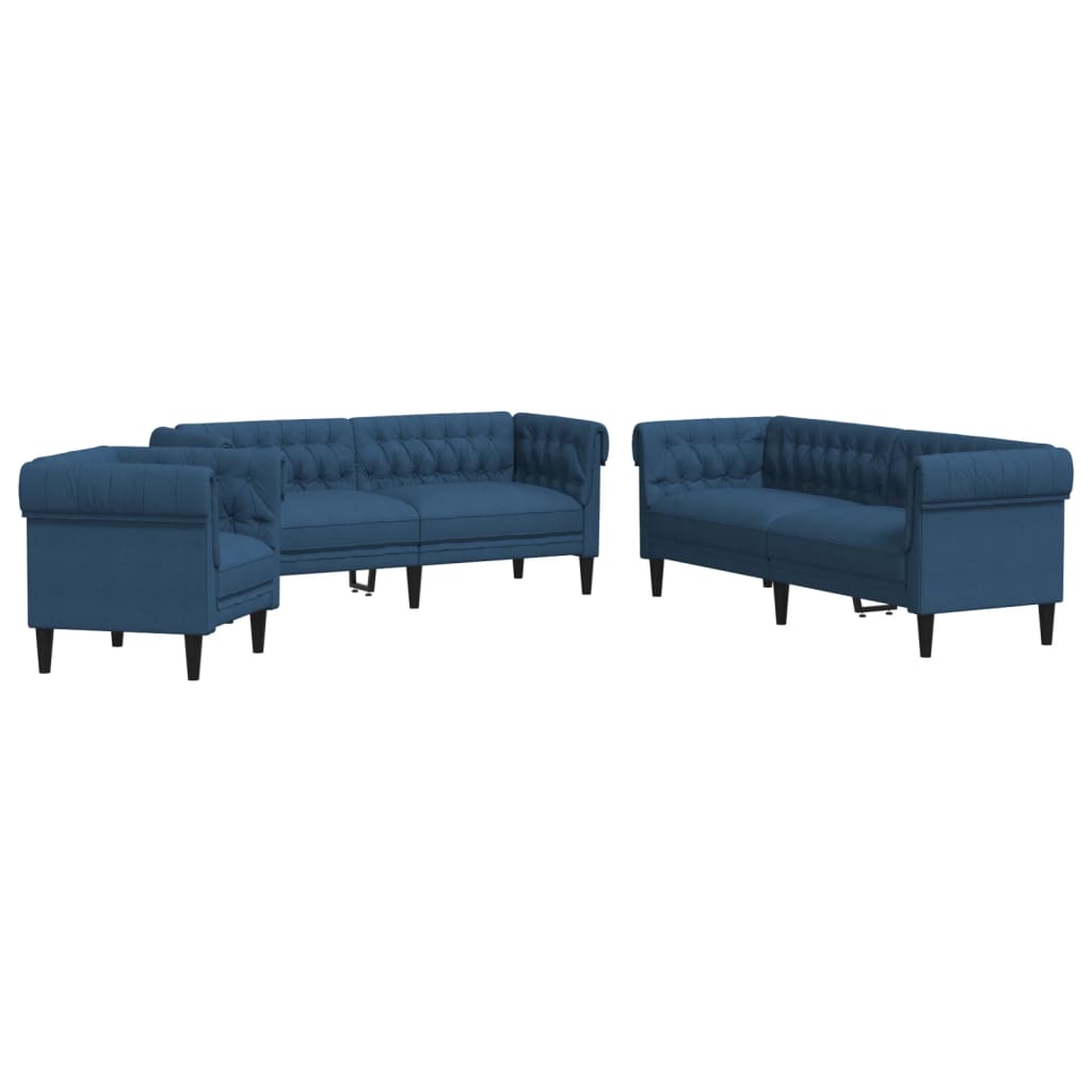 3-delige Loungeset stof blauw is nu te koop bij PeponiXL, paradijselijk wonen!