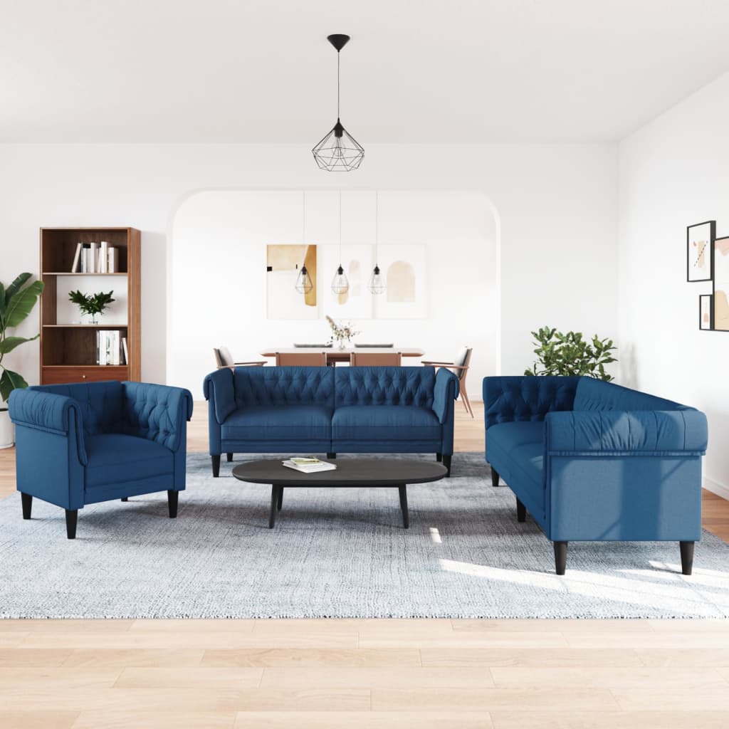 3-delige Loungeset stof blauw is nu te koop bij PeponiXL, paradijselijk wonen!