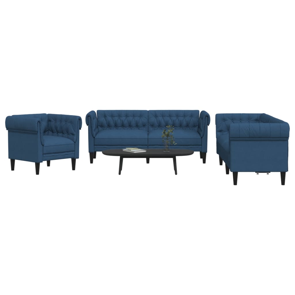 3-delige Loungeset stof blauw is nu te koop bij PeponiXL, paradijselijk wonen!
