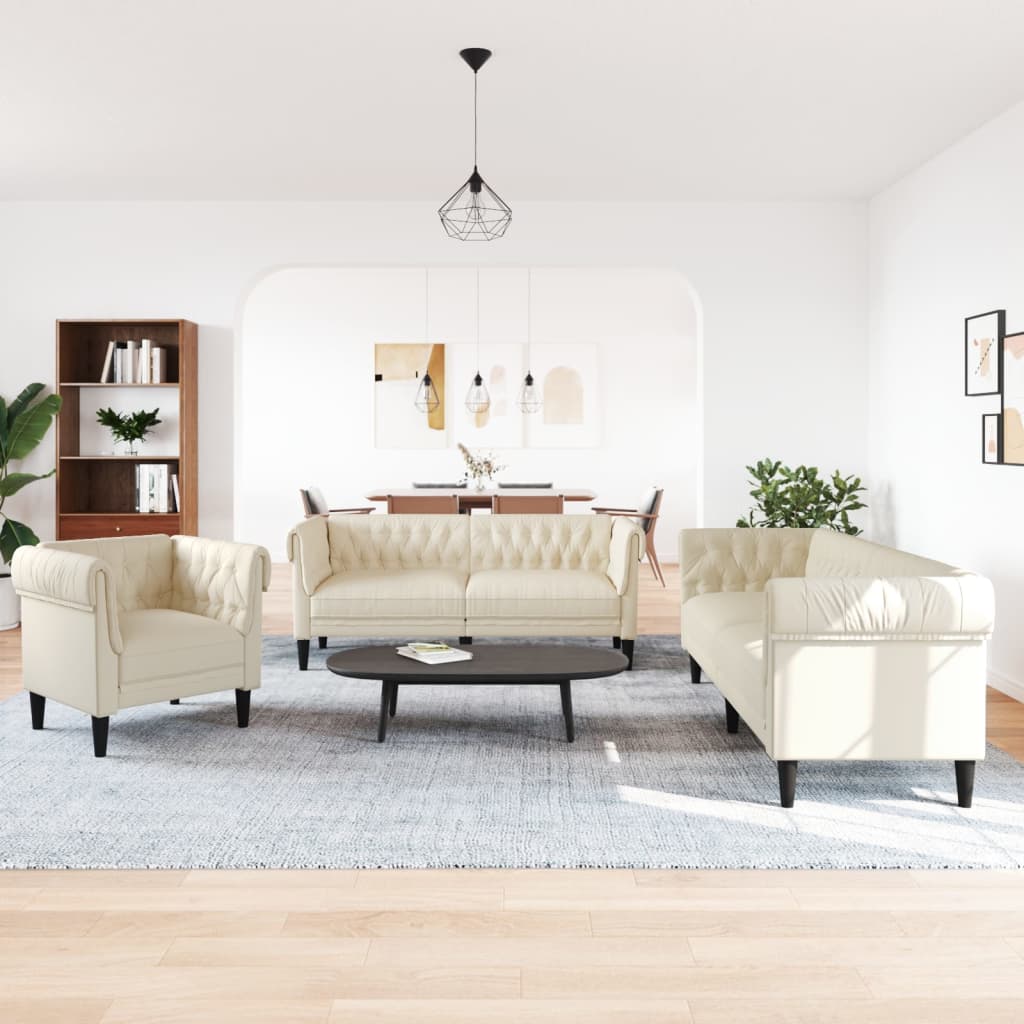 3-delige Loungeset stof crèmekleurig is nu te koop bij PeponiXL, paradijselijk wonen!