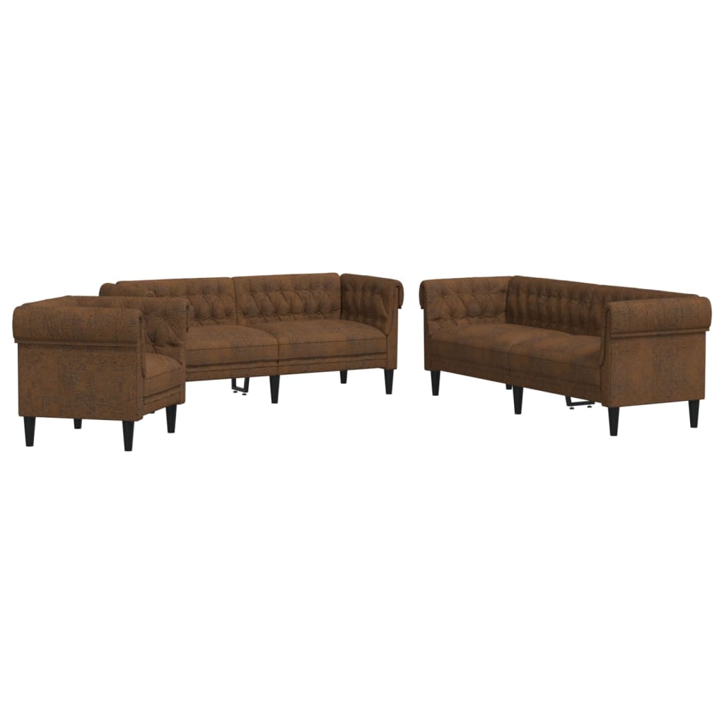 3-delige Loungeset stof bruin is nu te koop bij PeponiXL, paradijselijk wonen!