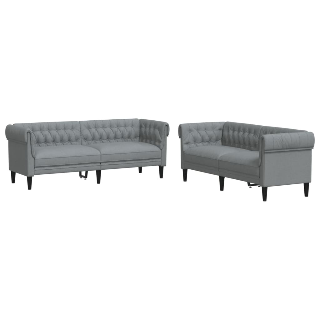 2-delige Loungeset stof lichtgrijs is nu te koop bij PeponiXL, paradijselijk wonen!