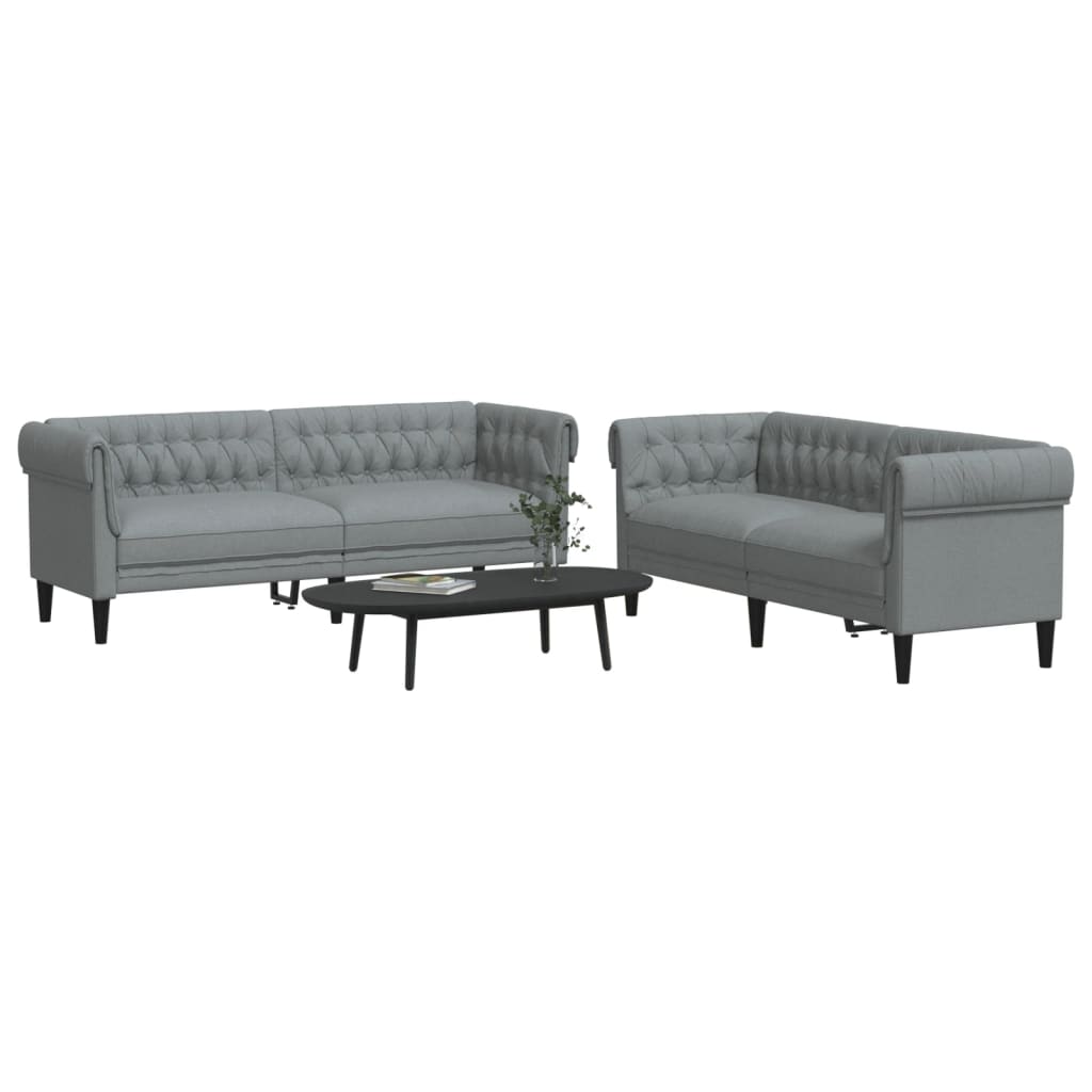 2-delige Loungeset stof lichtgrijs is nu te koop bij PeponiXL, paradijselijk wonen!